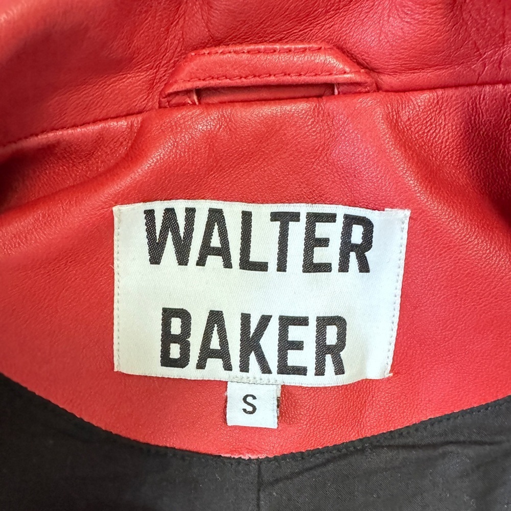 Walter Baker Liz Cropped Moto Jacket in Ruby Red Sz S Orig. $698 - Picture 5 of 17